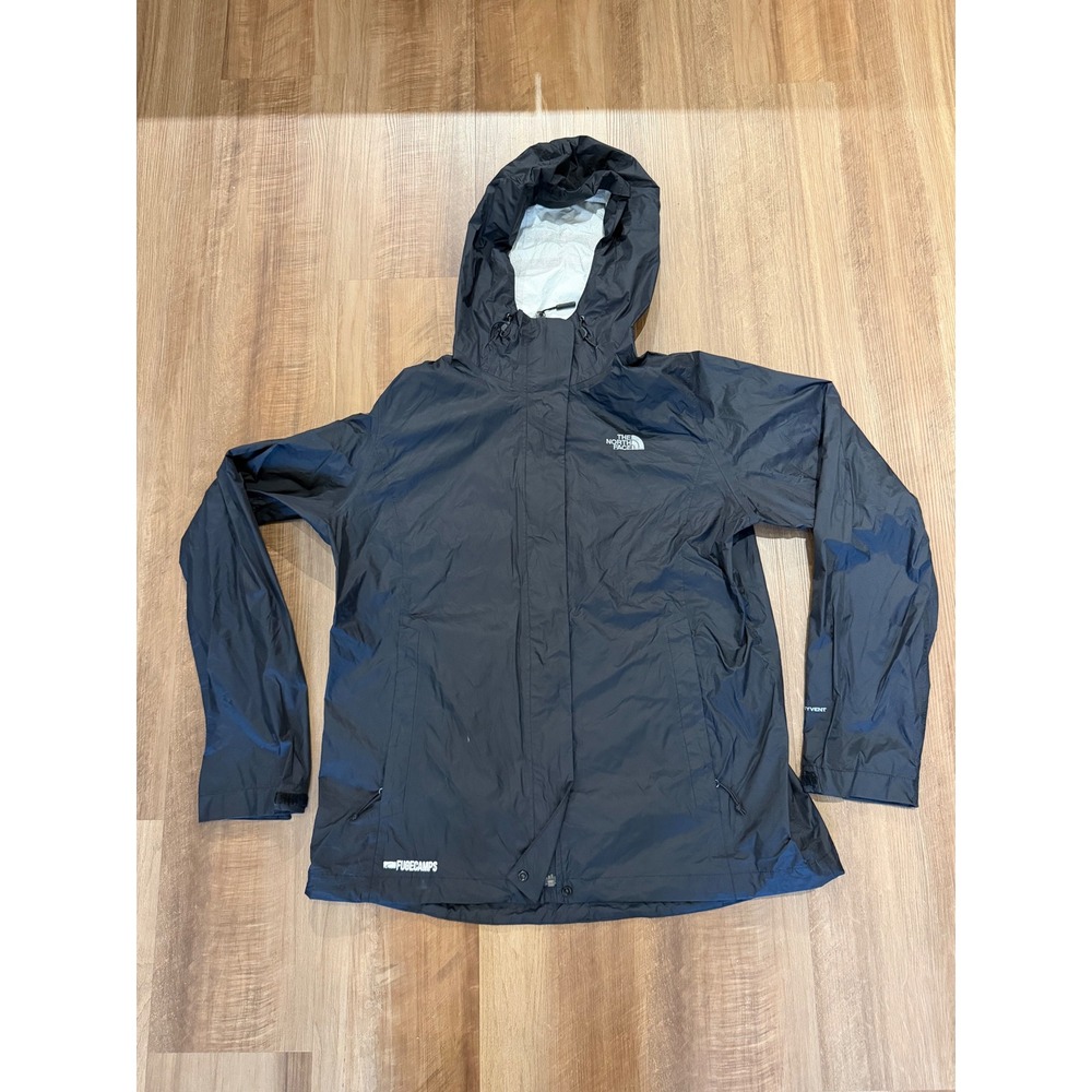 The North Face Rain Jacket Womens L Black DryVent Hooded Shell Fuge Camps